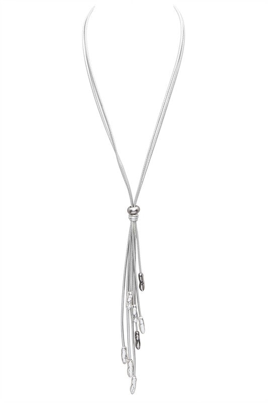 Fringe Nuggets Long Metallic Necklace