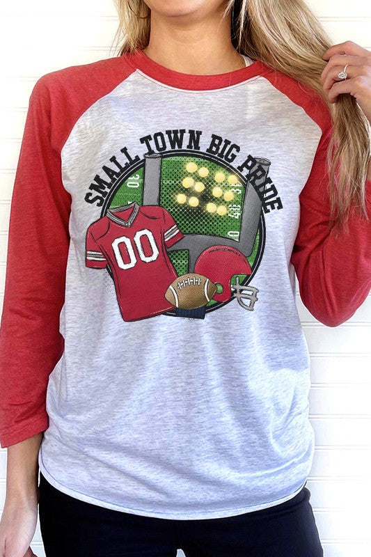 Game Day Football  Red Jersey Small Town Raglan