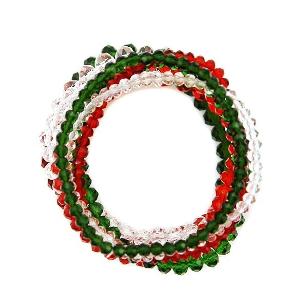 Christmas Colors Bead Stack Stretch Bracelets