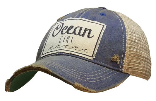 OCEAN Girl Distressed Trucker Hat