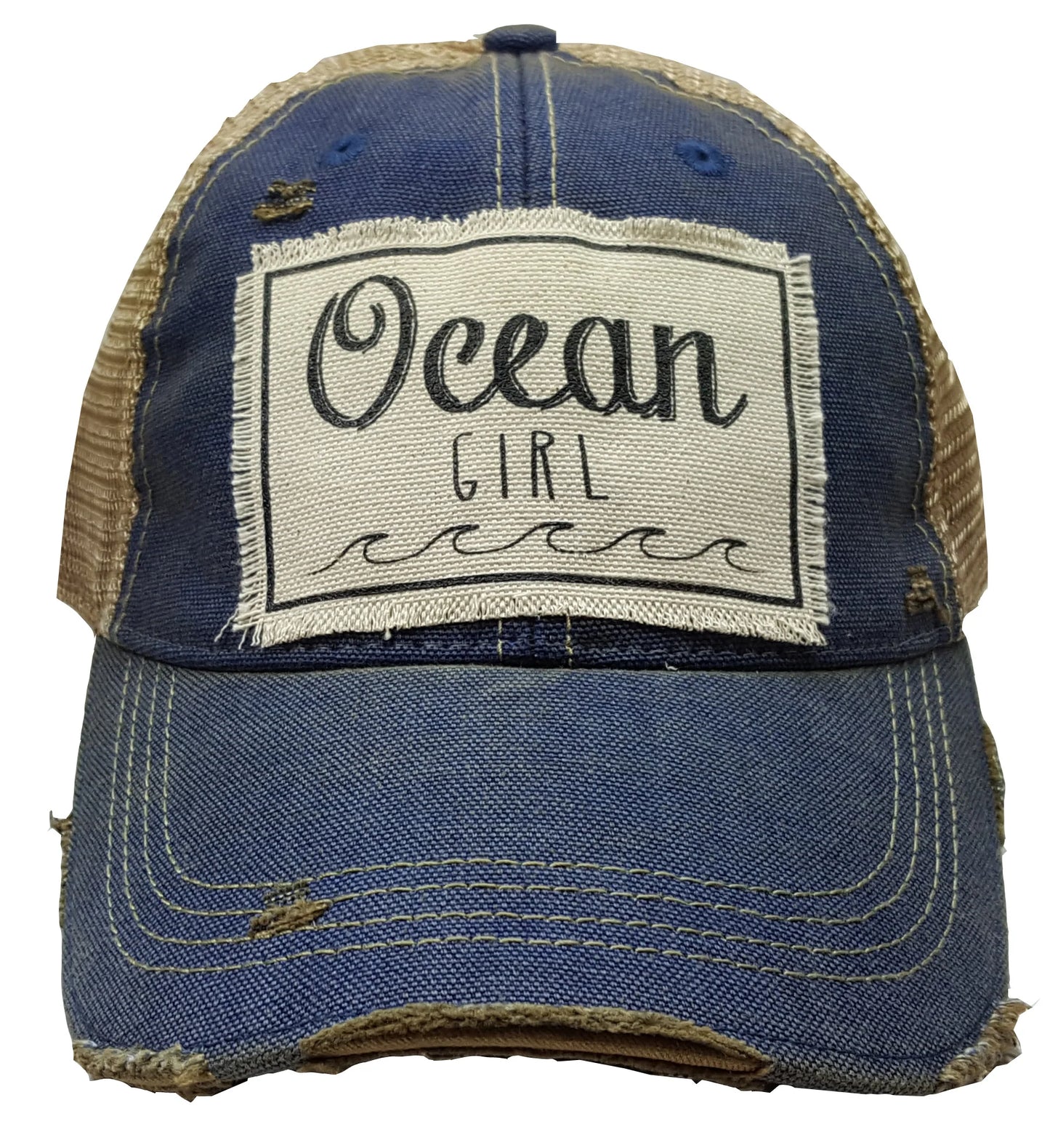 OCEAN Girl Distressed Trucker Hat