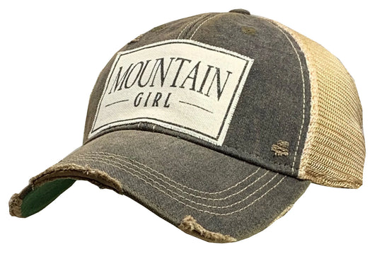 Mountain Girl Distressed Trucker Hat