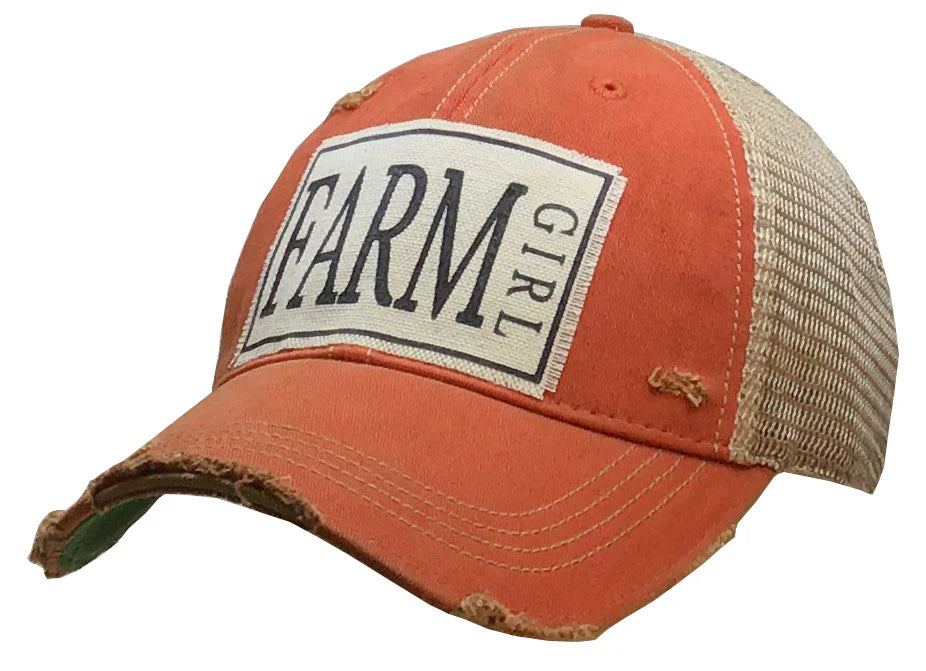 FARM Girl Distressed Trucker Hat