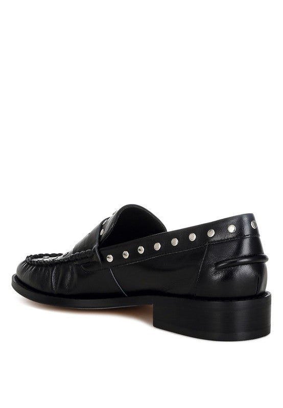 Oglavia Studs Embellished Leather Loafers