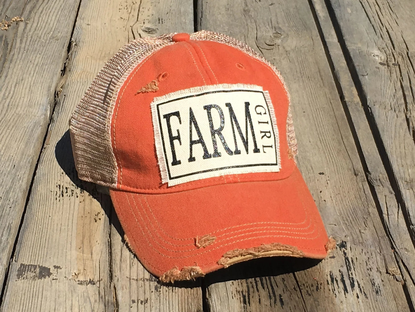 FARM Girl Distressed Trucker Hat