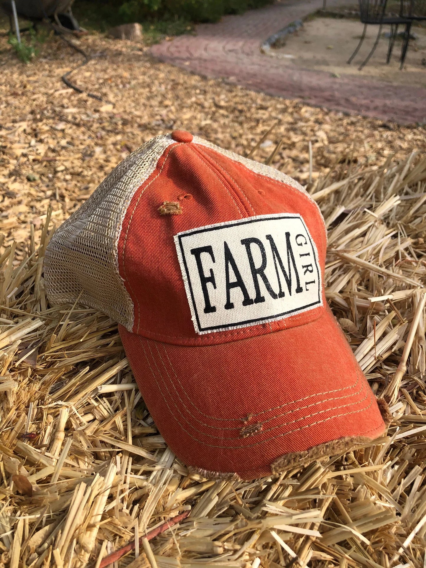 FARM Girl Distressed Trucker Hat