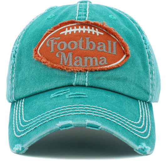 FOOTBALL Mama Distressed Hat - Turquoise