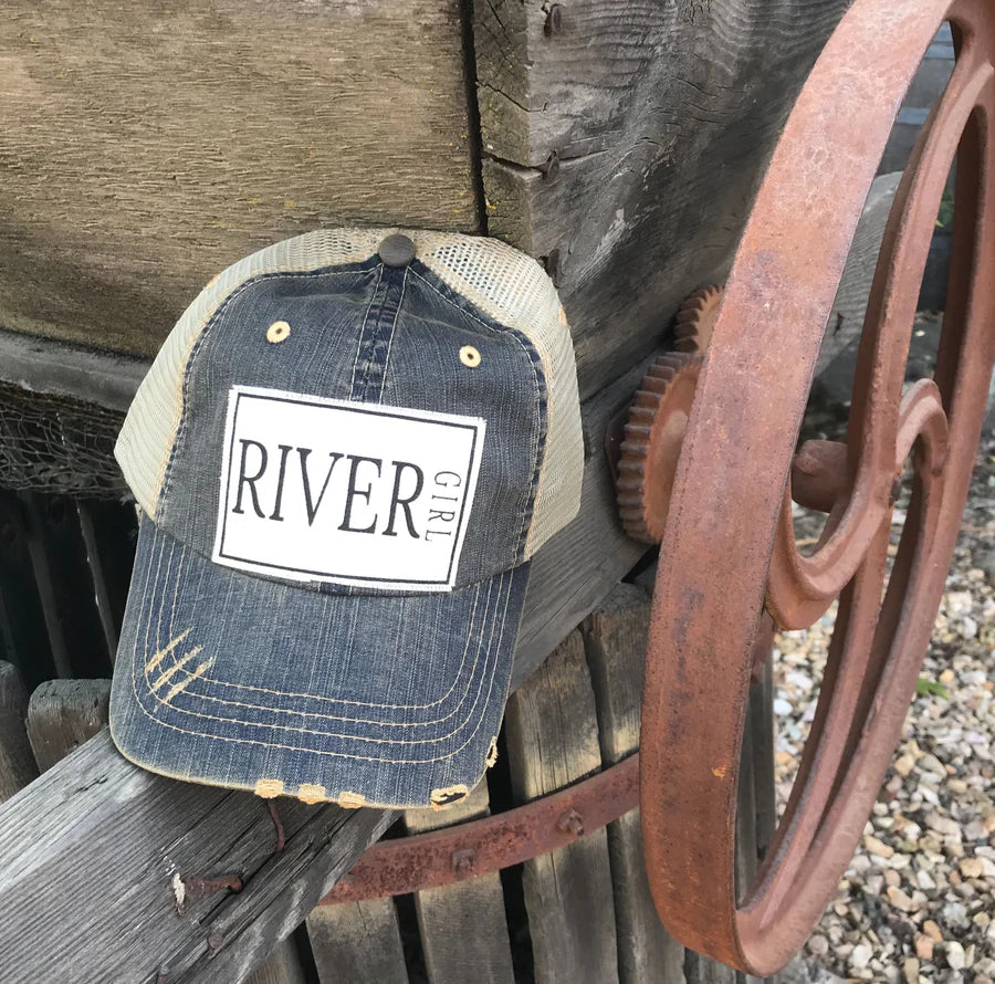 River Girl Distressed Trucker Hat