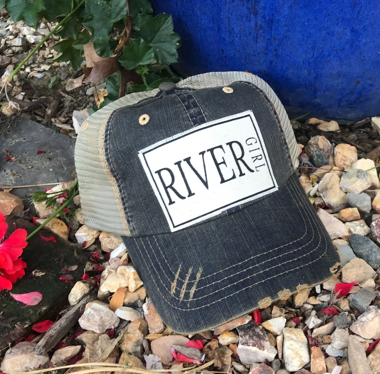 River Girl Distressed Trucker Hat