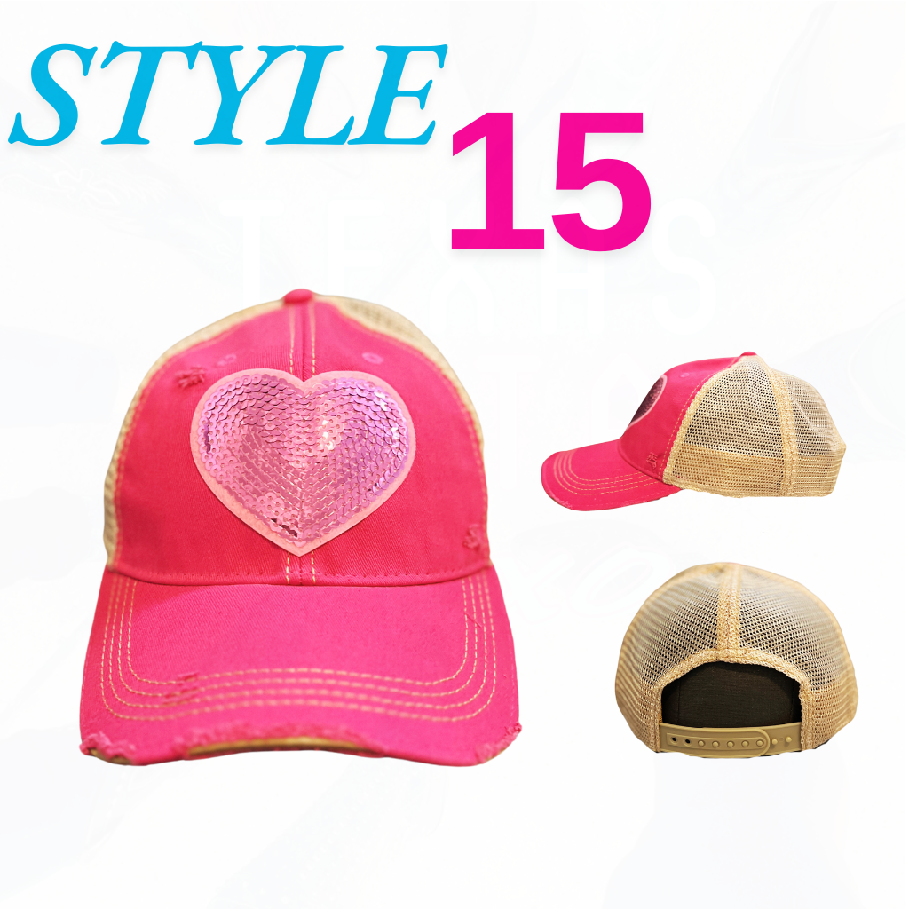 Texas Sistas Sequin Heart Patch Hats