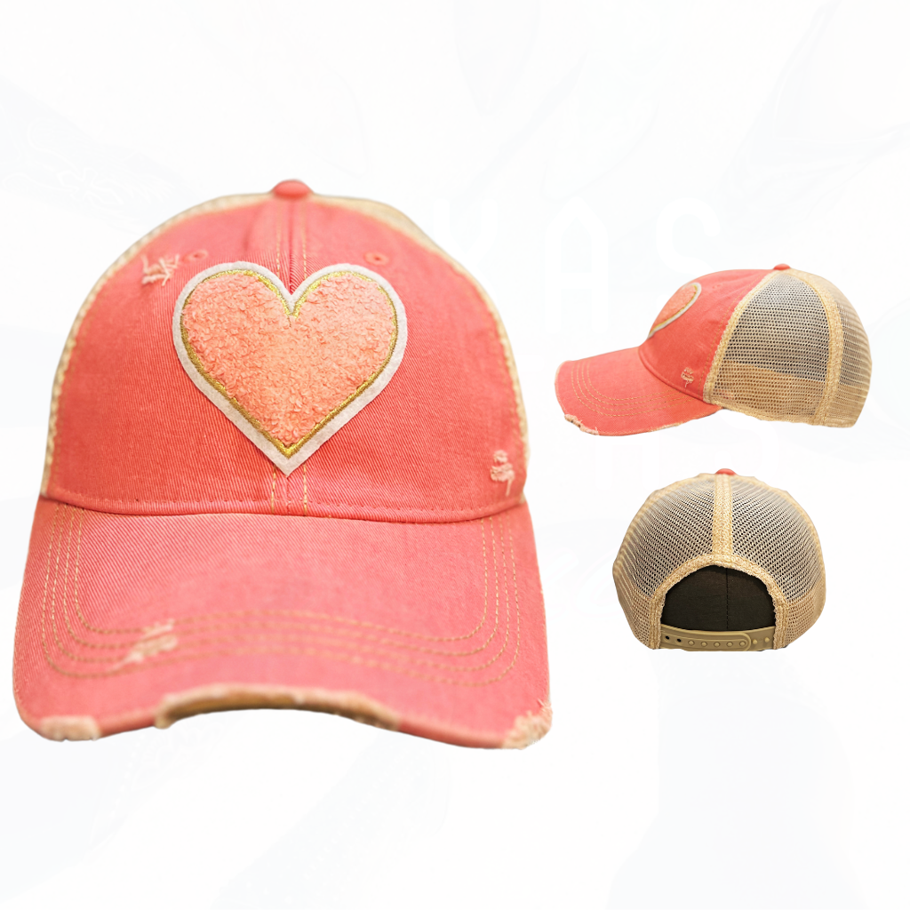 Texas Sistas FUZZY Heart Patch Hats