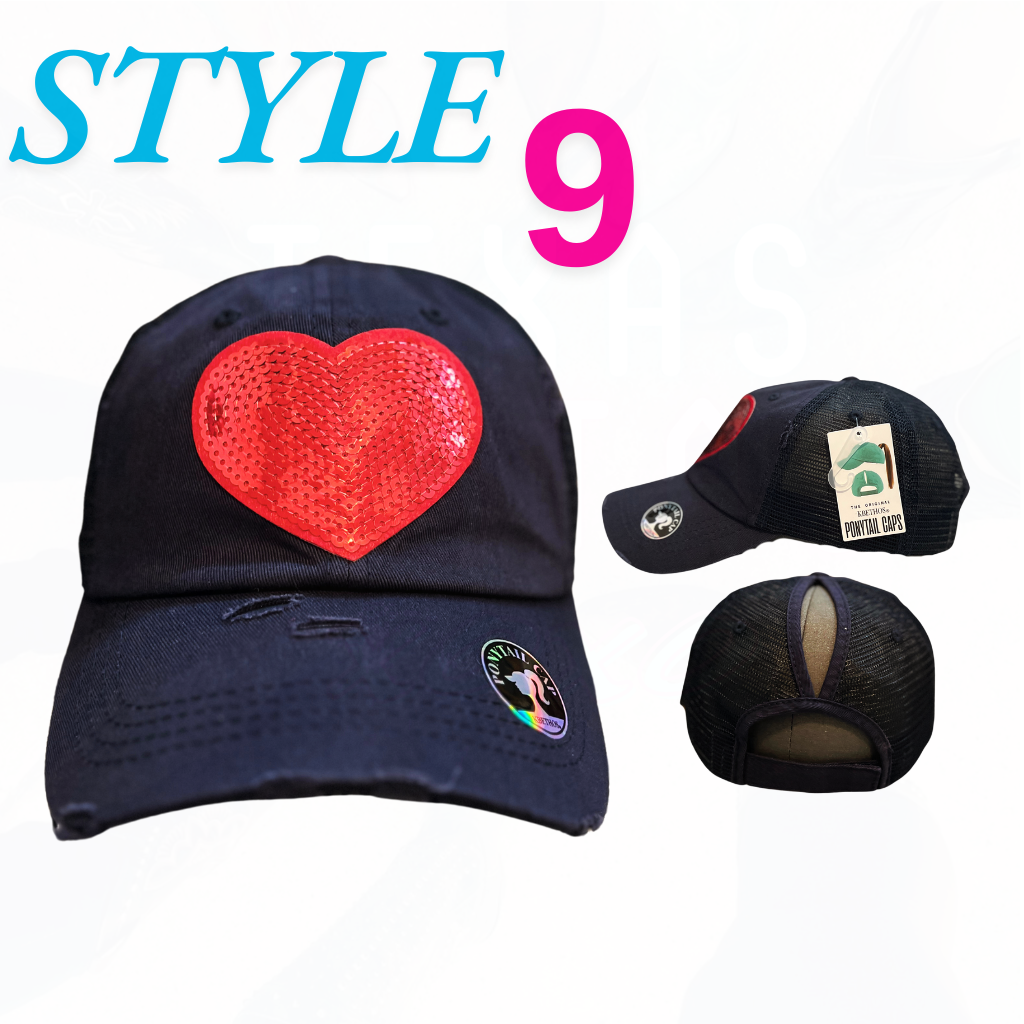 Texas Sistas Sequin Heart Patch Hats