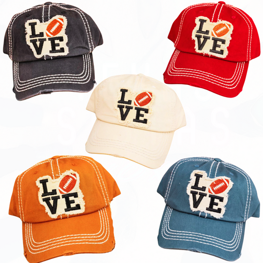 FOOTBALL LOVE Baseball Hats - 5 Colors