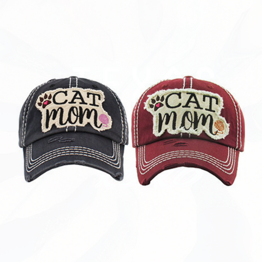 CAT MOM HAT - BLACK OR MAROON