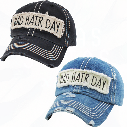 Bad Hair Day Patch Hats - Blue or Black