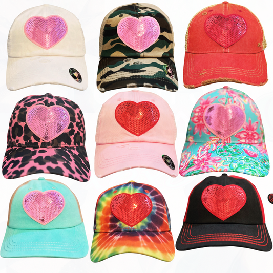 Texas Sistas Sequin Heart Patch Hats