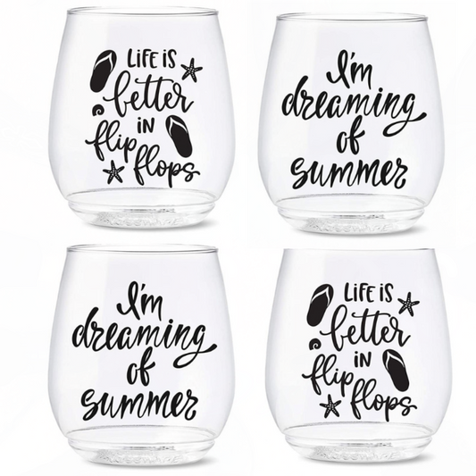 LIFE IS BETTER IN FLIP FLOPS SUMMER WINE TUMBLERS - 4 Pack