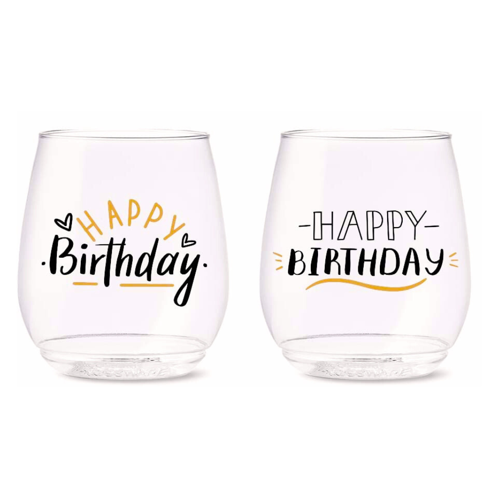 HAPPY BIRTHDAY WINE TUMBLERS - 2 Pack