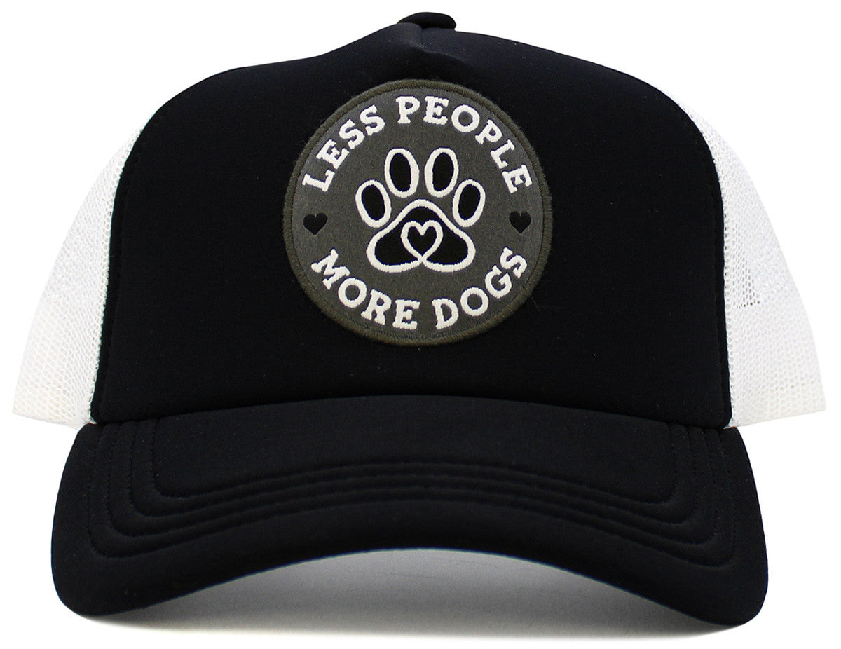 Less People More Dogs Trucker Hat - Black