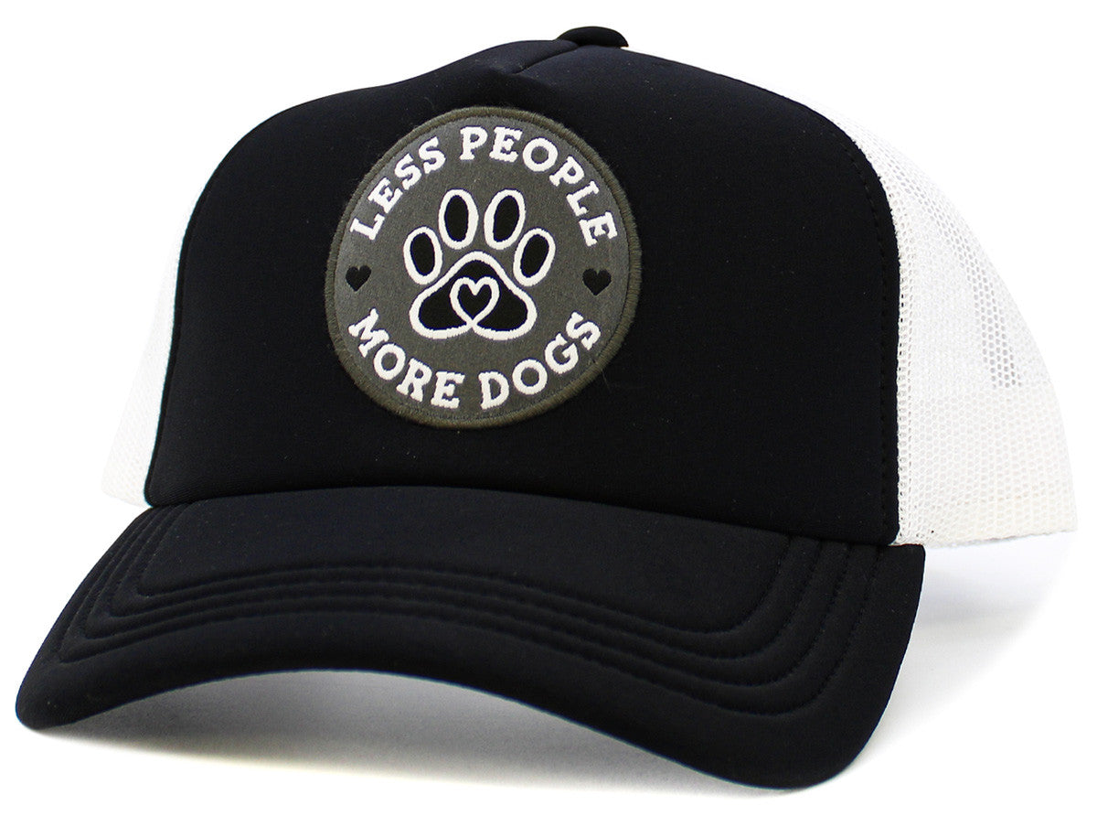 Less People More Dogs Trucker Hat - Black