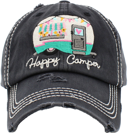 Happy Camper RV Hat - Black