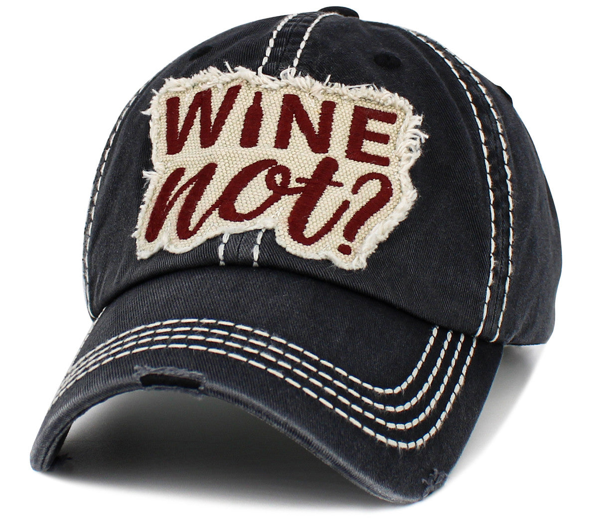 Wine Not Hat - Black Patch Hat