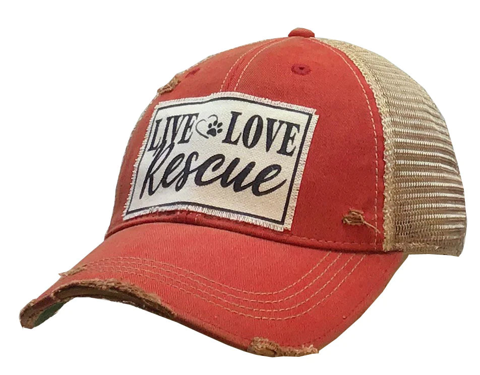 Live Love RESCUE Distressed Trucker Hat