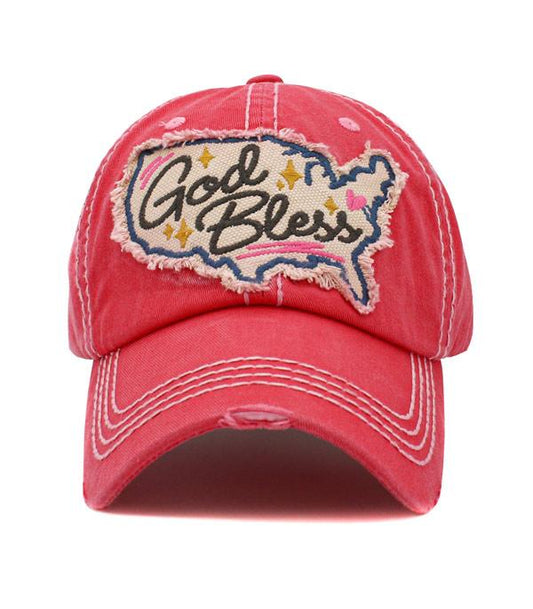 God Bless America Patch Hat - RED