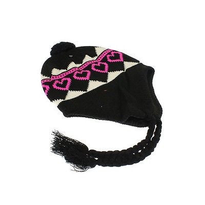 Winter Hat Hearts & Tie Braids