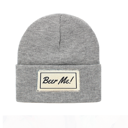 Sassy Beanie Hat - Gray Beer Me