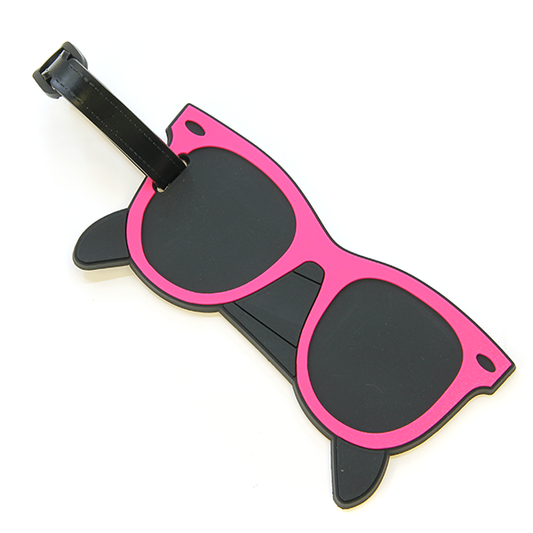 Hot Pink Sunglasses Luggage Tag Info Slide on Back